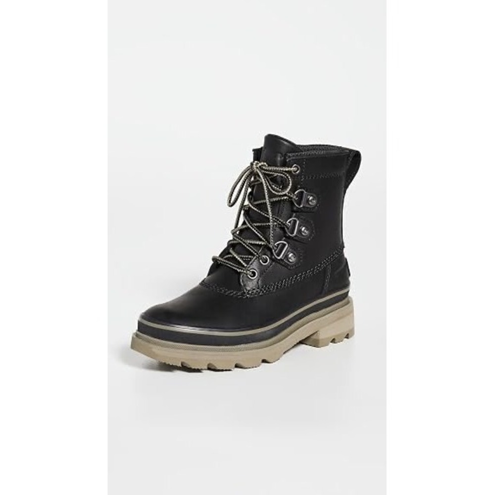 Sorel Lennox Hiker STKD Waterproof Black Leather Boots NL4419-010 Womens 9.5